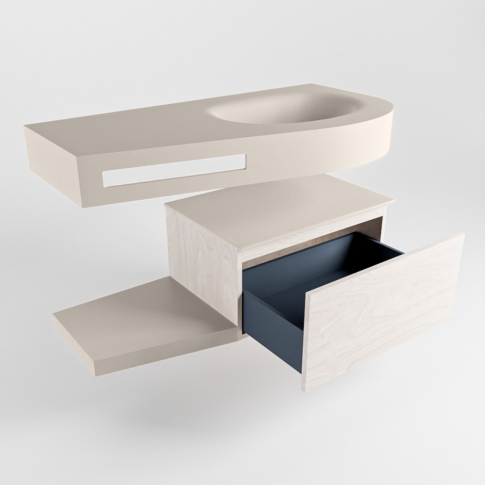 MONDIAZ RIVA 100cm mueble de baño / estante color Underlayment con 1 cajón. Lavabo DULCET Derecho 1 orificio, color Linen. 5 MONDIAZ RIVA 100cm mueble de baño / estante color Underlayment con 1 cajón. Lavabo DULCET Derecho 1 orificio, color Linen. - Imagen 5