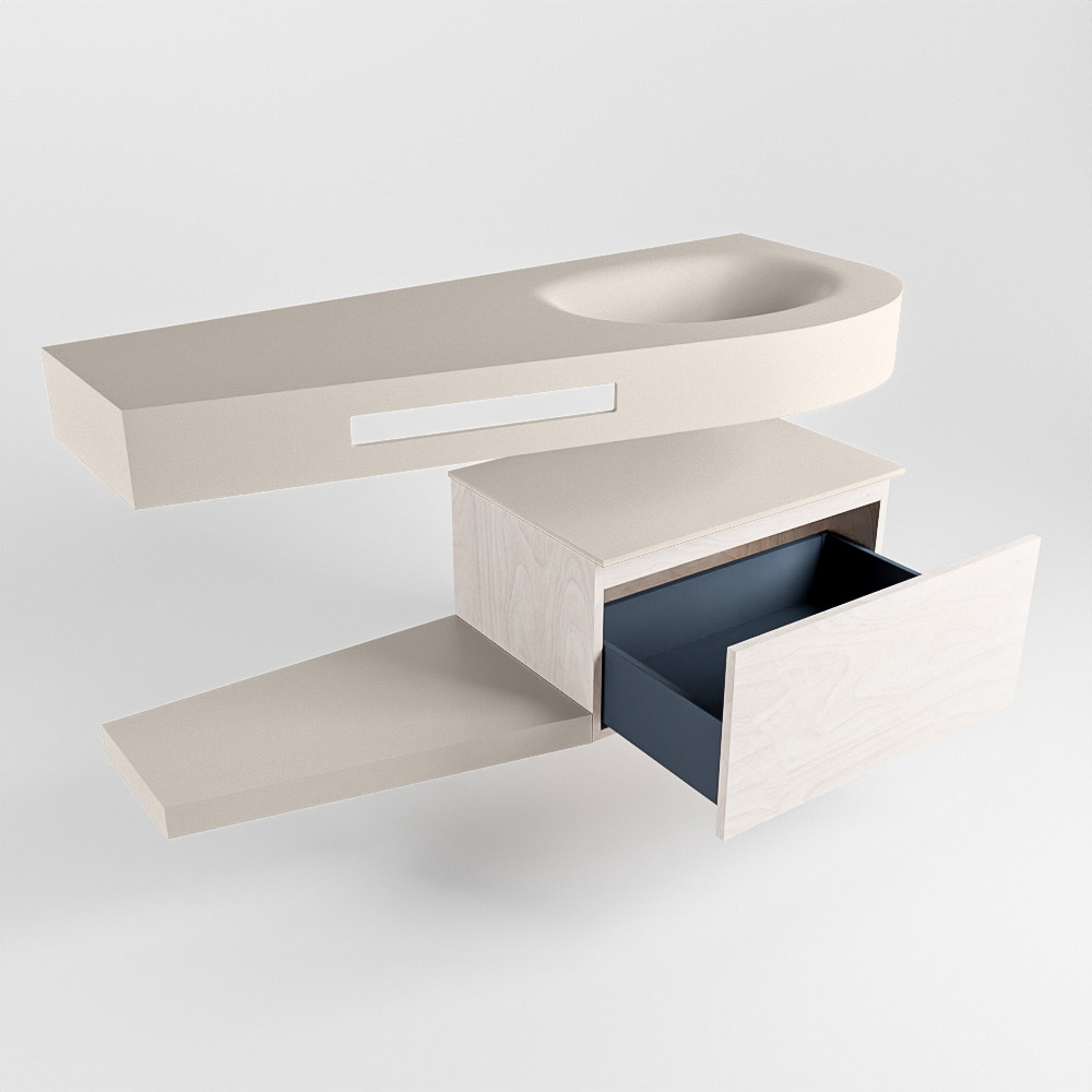 MONDIAZ RIVA 120cm mueble de baño / estante color Underlayment con 1 cajón. Lavabo DULCET Derecho sin orificio, color Linen. 5 MONDIAZ RIVA 120cm mueble de baño / estante color Underlayment con 1 cajón. Lavabo DULCET Derecho sin orificio, color Linen. - Imagen 5