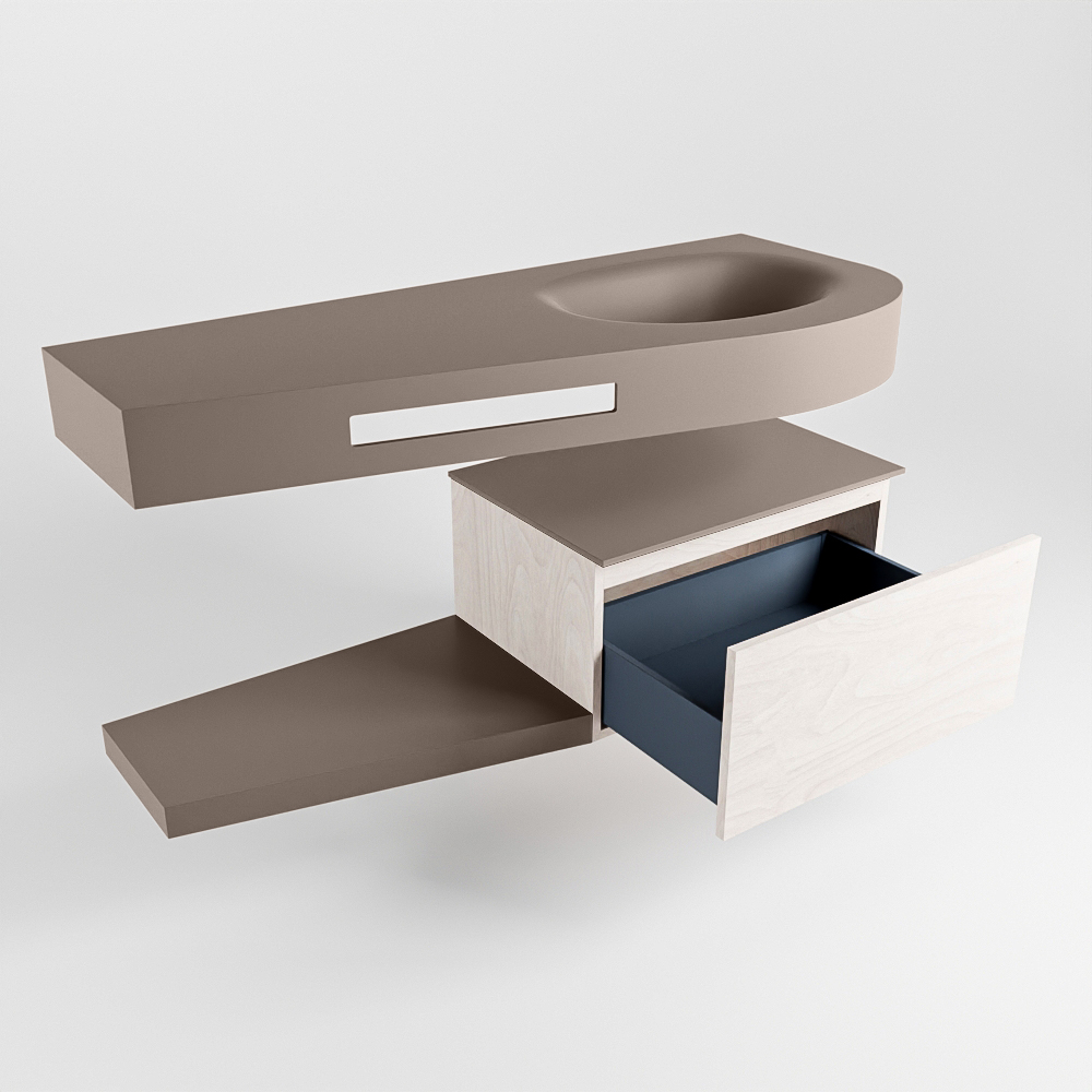 MONDIAZ RIVA 120cm mueble de baño / estante color Underlayment con 1 cajón. Lavabo DULCET Derecho 1 orificio, color Smoke. 5 MONDIAZ RIVA 120cm mueble de baño / estante color Underlayment con 1 cajón. Lavabo DULCET Derecho 1 orificio, color Smoke. - Imagen 5