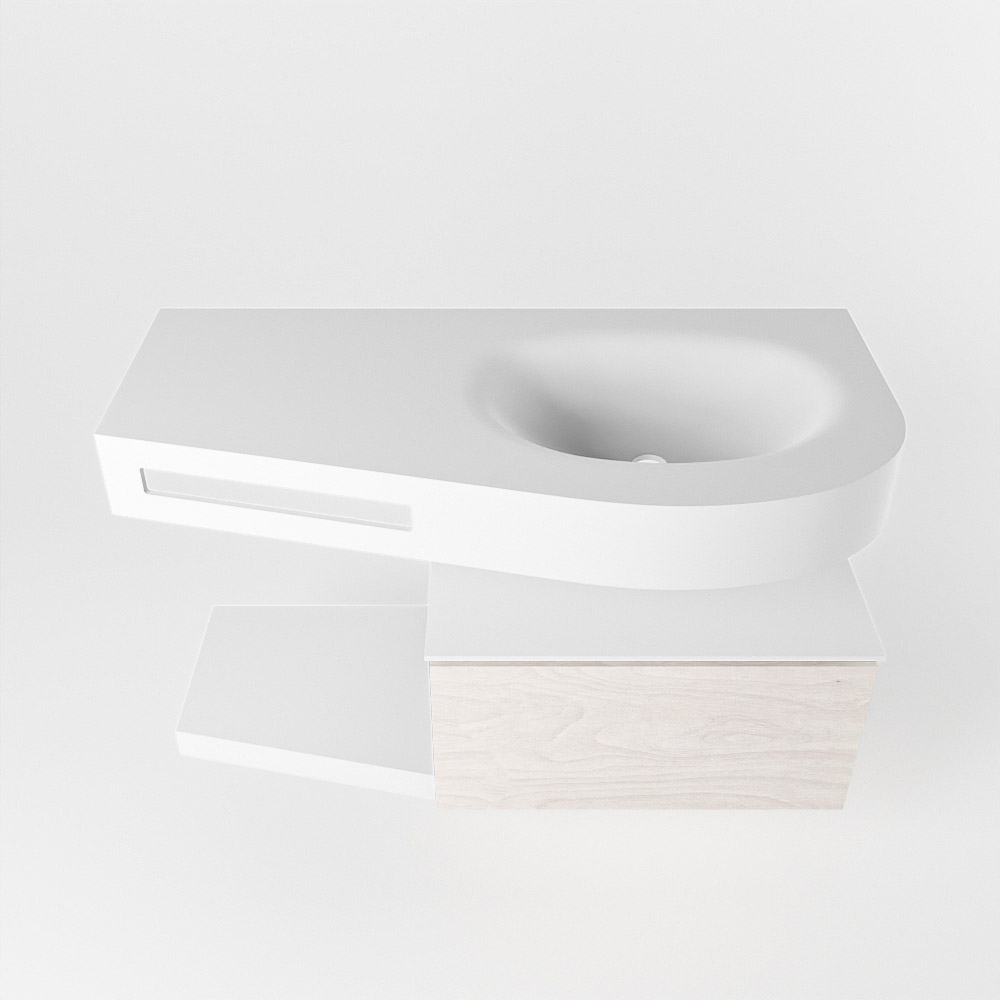 MONDIAZ RIVA 100cm mueble de baño / estante color Underlayment con 1 cajón. Lavabo DULCET Derecho sin orificio, color Talc. 6 MONDIAZ RIVA 100cm mueble de baño / estante color Underlayment con 1 cajón. Lavabo DULCET Derecho sin orificio, color Talc. - Imagen 6
