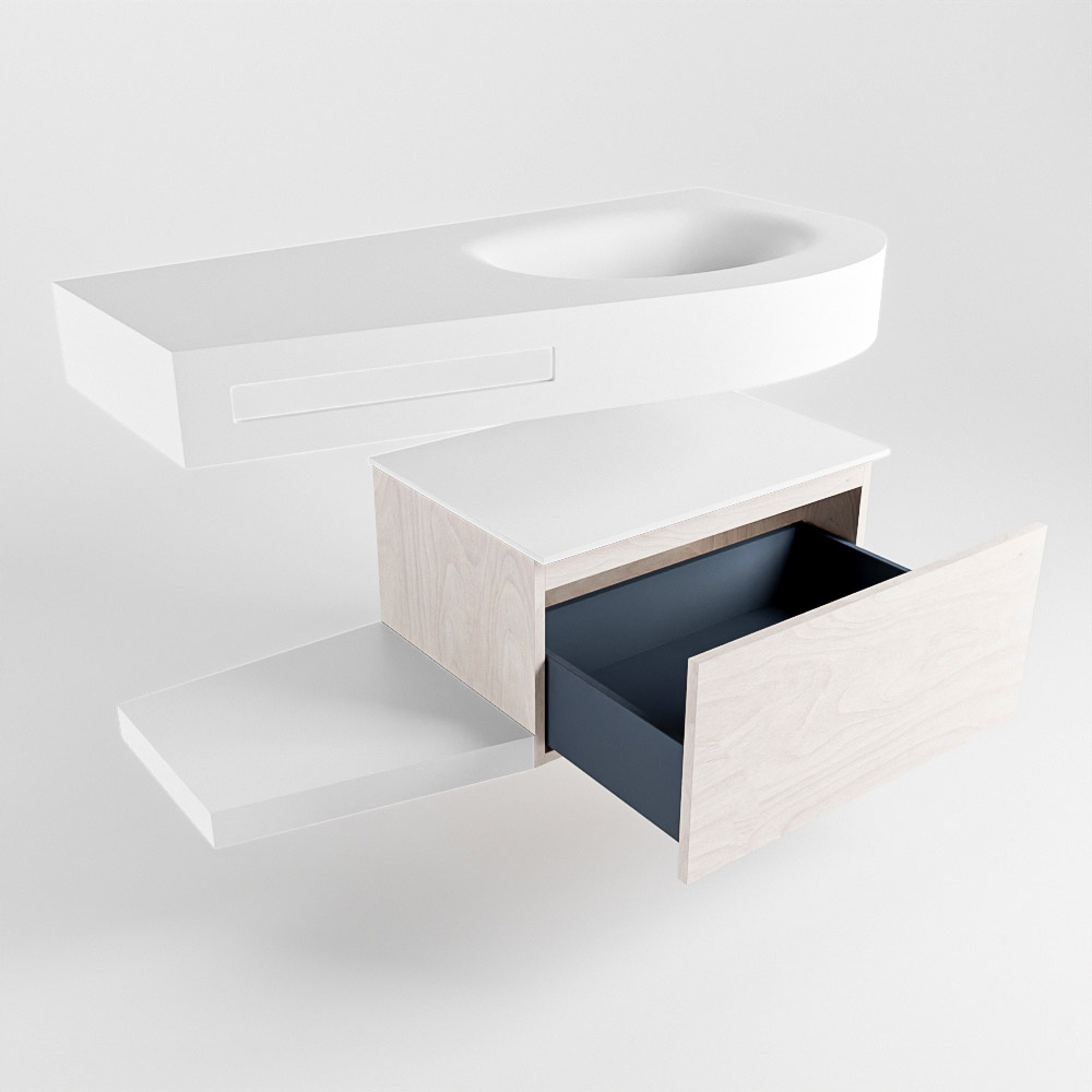MONDIAZ RIVA 100cm mueble de baño / estante color Underlayment con 1 cajón. Lavabo DULCET Derecho sin orificio, color Talc. 5 MONDIAZ RIVA 100cm mueble de baño / estante color Underlayment con 1 cajón. Lavabo DULCET Derecho sin orificio, color Talc. - Imagen 5