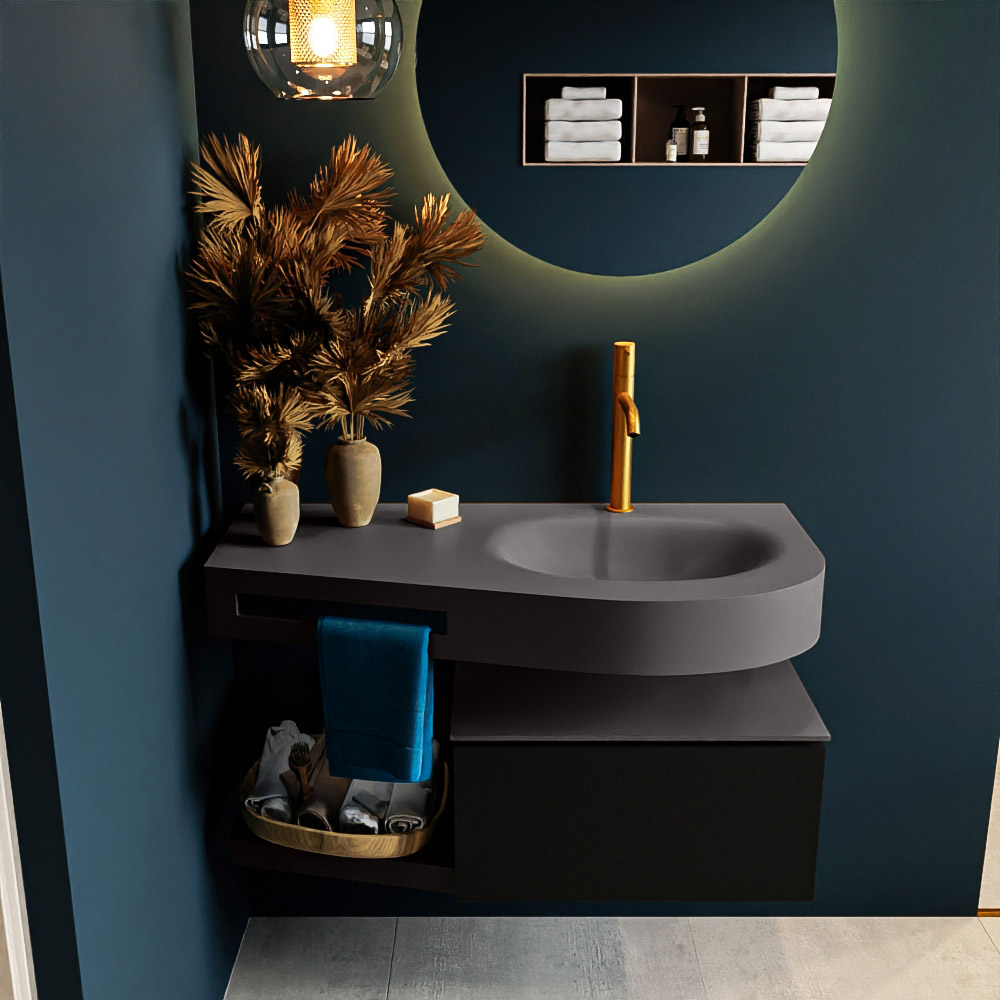 MONDIAZ RIVA 100cm mueble de baño / estante color Urban con 1 cajón. Lavabo DULCET Derecho 1 orificio, color Dark Grey. 3 MONDIAZ RIVA 100cm mueble de baño / estante color Urban con 1 cajón. Lavabo DULCET Derecho 1 orificio, color Dark Grey. - Imagen 3