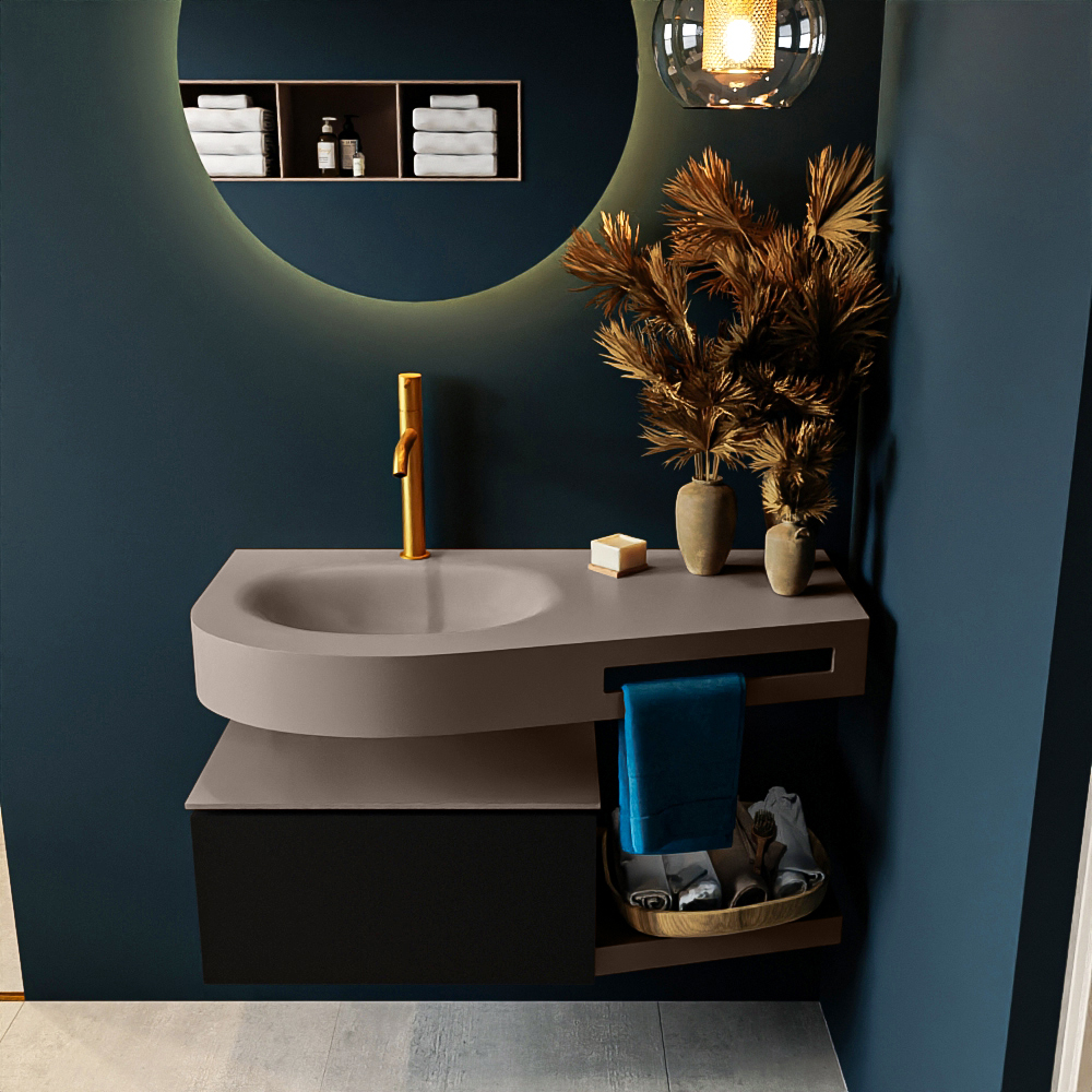 MONDIAZ RIVA 100cm mueble de baño / estante color Urban con 1 cajón. Lavabo DULCET Izquierda 1 orificio, color Smoke. 3 MONDIAZ RIVA 100cm mueble de baño / estante color Urban con 1 cajón. Lavabo DULCET Izquierda 1 orificio, color Smoke. - Imagen 3