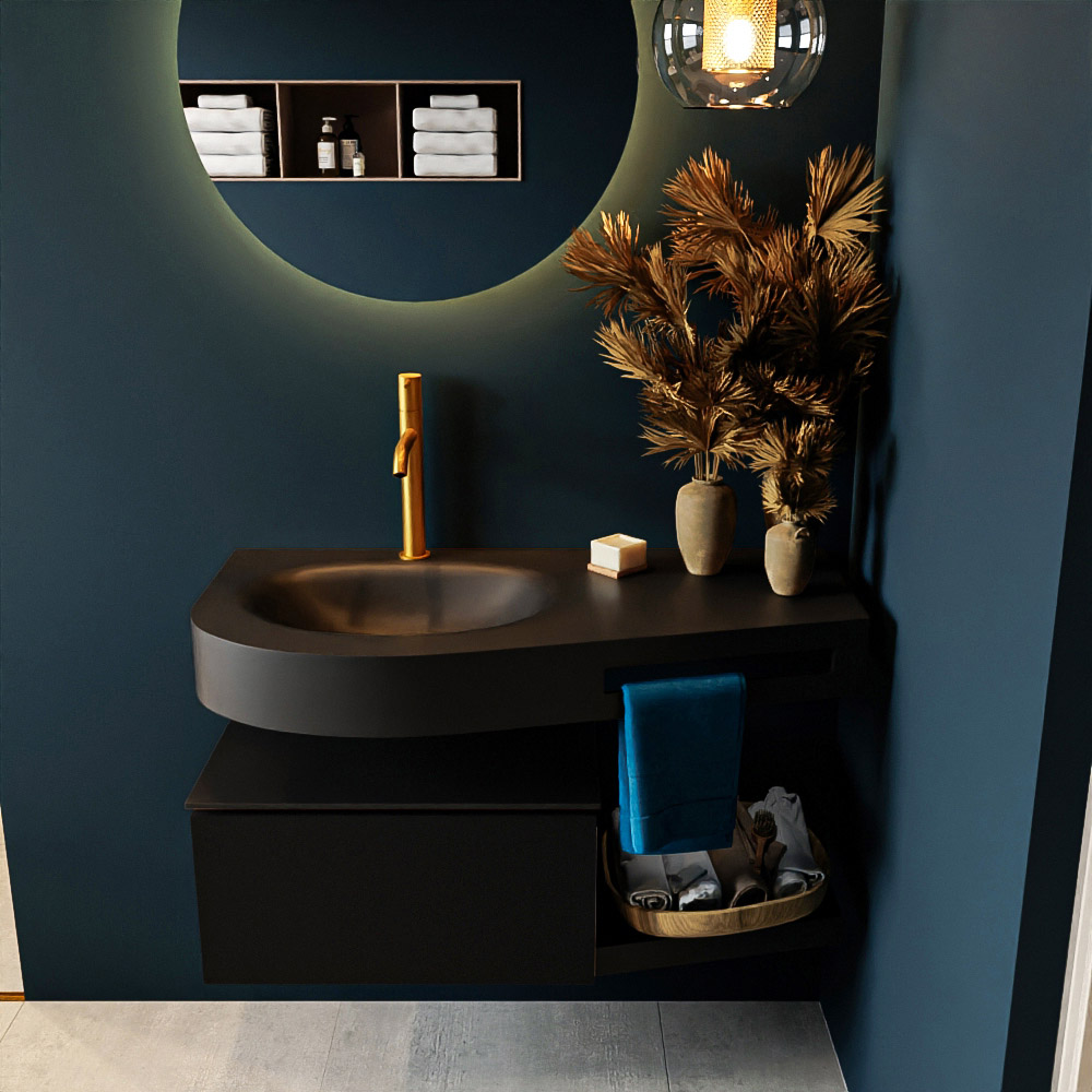 MONDIAZ RIVA 100cm mueble de baño / estante color Urban con 1 cajón. Lavabo DULCET Izquierda 1 orificio, color Urban. 3 MONDIAZ RIVA 100cm mueble de baño / estante color Urban con 1 cajón. Lavabo DULCET Izquierda 1 orificio, color Urban. - Imagen 3