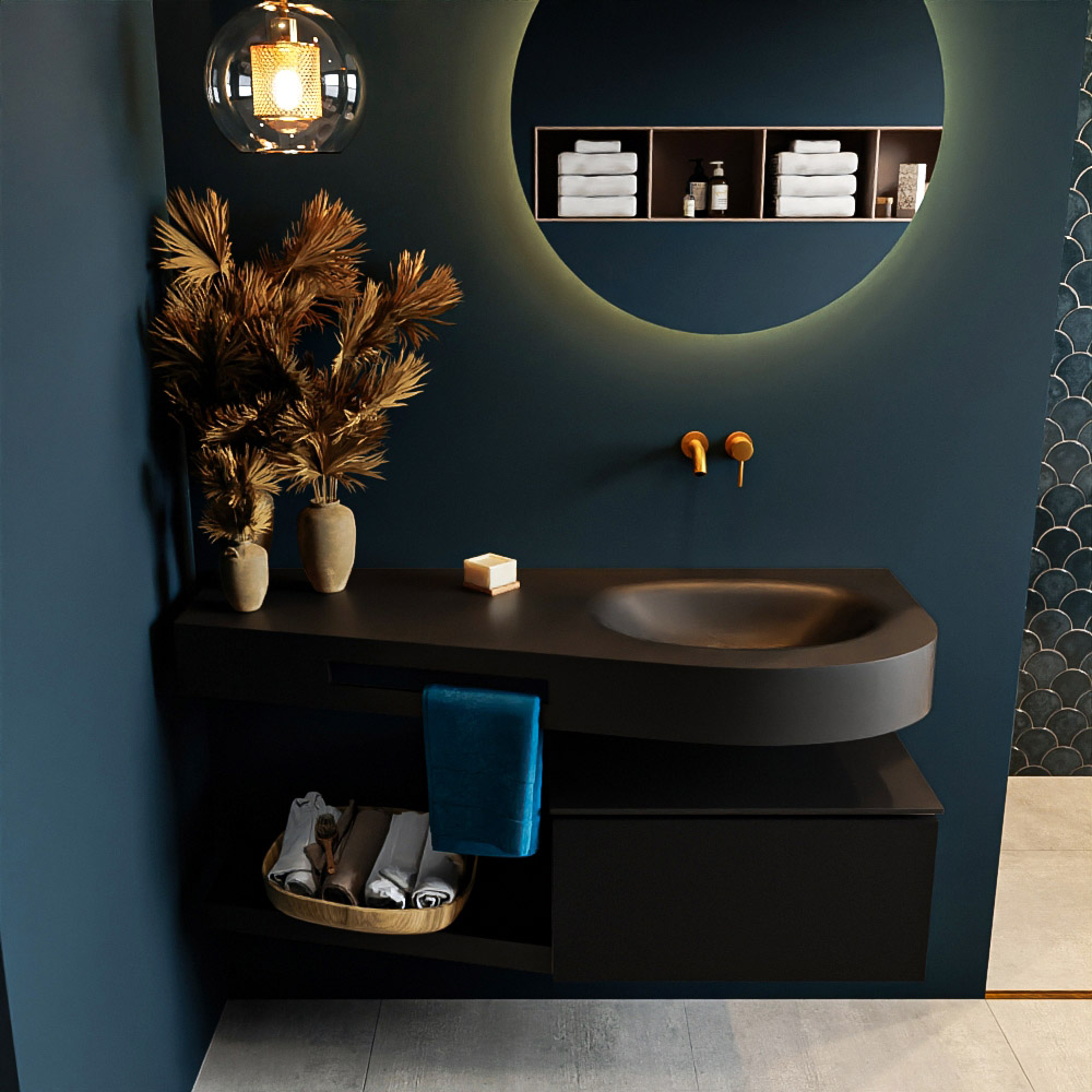 MONDIAZ RIVA 120cm mueble de baño / estante color Urban con 1 cajón. Lavabo DULCET Derecho sin orificio, color Urban. 3 MONDIAZ RIVA 120cm mueble de baño / estante color Urban con 1 cajón. Lavabo DULCET Derecho sin orificio, color Urban. - Imagen 3