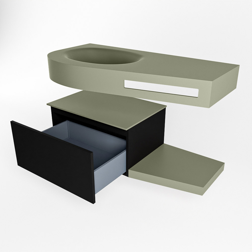 MONDIAZ RIVA 100cm mueble de baño / estante color Urban con 1 cajón. Lavabo DULCET Izquierda sin orificio, color Army. 5 MONDIAZ RIVA 100cm mueble de baño / estante color Urban con 1 cajón. Lavabo DULCET Izquierda sin orificio, color Army. - Imagen 5