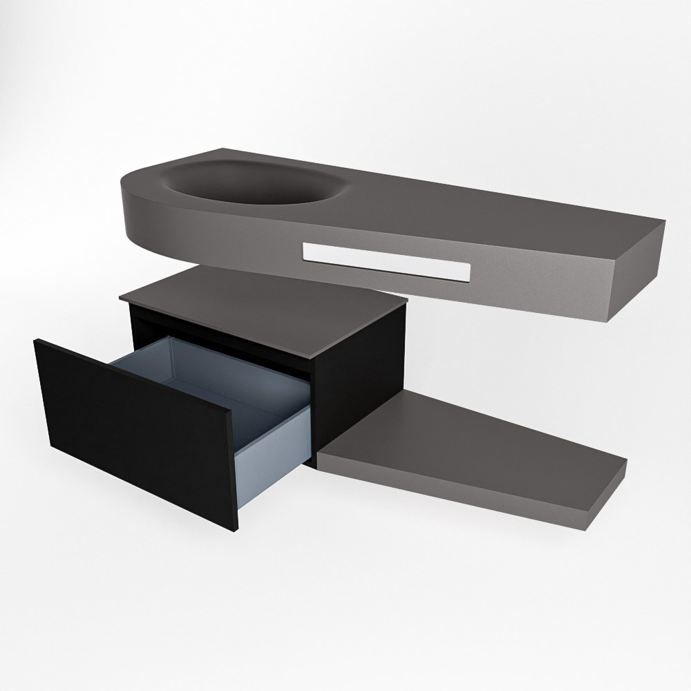 MONDIAZ RIVA 120cm mueble de baño / estante color Urban con 1 cajón. Lavabo DULCET Izquierda 1 orificio, color Dark Grey. - Imagen 5