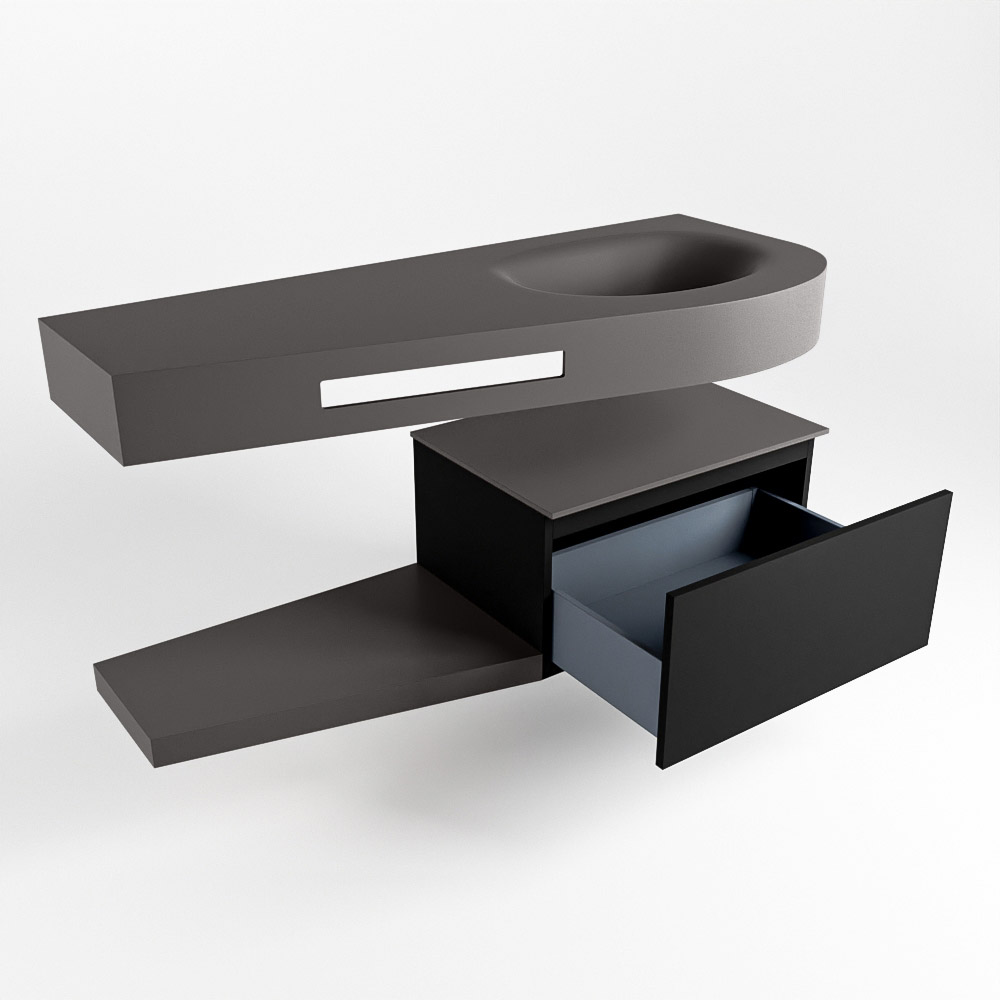 MONDIAZ RIVA 120cm mueble de baño / estante color Urban con 1 cajón. Lavabo DULCET Derecho 1 orificio, color Dark Grey. 5 MONDIAZ RIVA 120cm mueble de baño / estante color Urban con 1 cajón. Lavabo DULCET Derecho 1 orificio, color Dark Grey. - Imagen 5