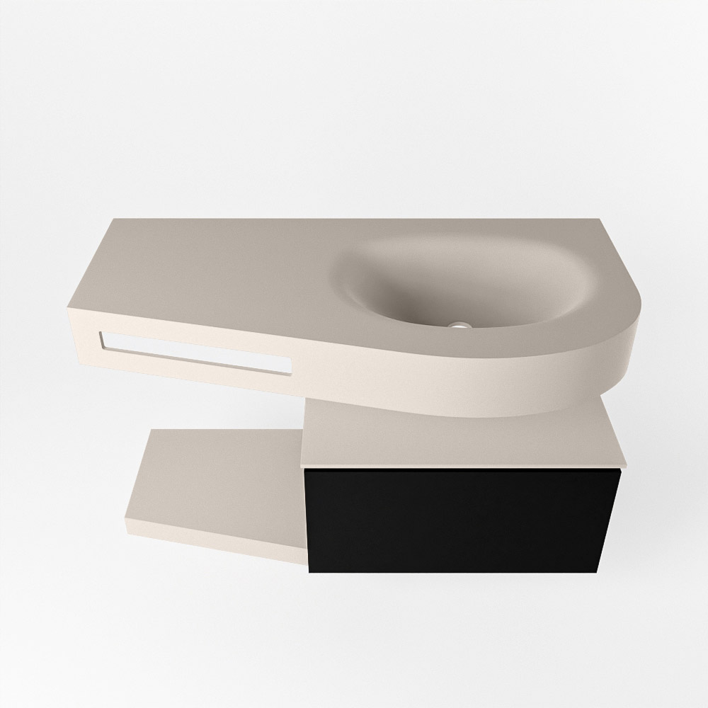 MONDIAZ RIVA 100cm mueble de baño / estante color Urban con 1 cajón. Lavabo DULCET Derecho sin orificio, color Linen. 6 MONDIAZ RIVA 100cm mueble de baño / estante color Urban con 1 cajón. Lavabo DULCET Derecho sin orificio, color Linen. - Imagen 6
