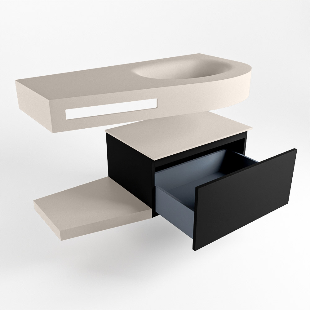 MONDIAZ RIVA 100cm mueble de baño / estante color Urban con 1 cajón. Lavabo DULCET Derecho sin orificio, color Linen. 5 MONDIAZ RIVA 100cm mueble de baño / estante color Urban con 1 cajón. Lavabo DULCET Derecho sin orificio, color Linen. - Imagen 5