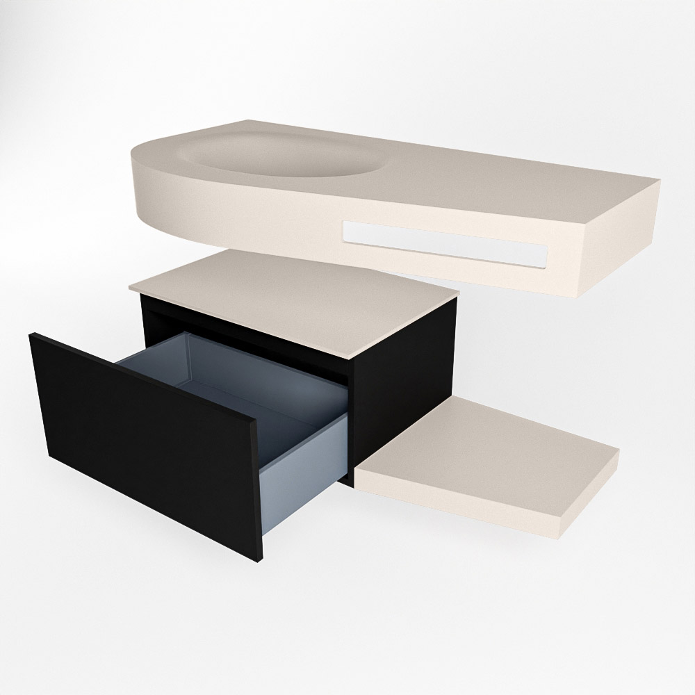 MONDIAZ RIVA 100cm mueble de baño / estante color Urban con 1 cajón. Lavabo DULCET Izquierda 1 orificio, color Linen. 5 MONDIAZ RIVA 100cm mueble de baño / estante color Urban con 1 cajón. Lavabo DULCET Izquierda 1 orificio, color Linen. - Imagen 5