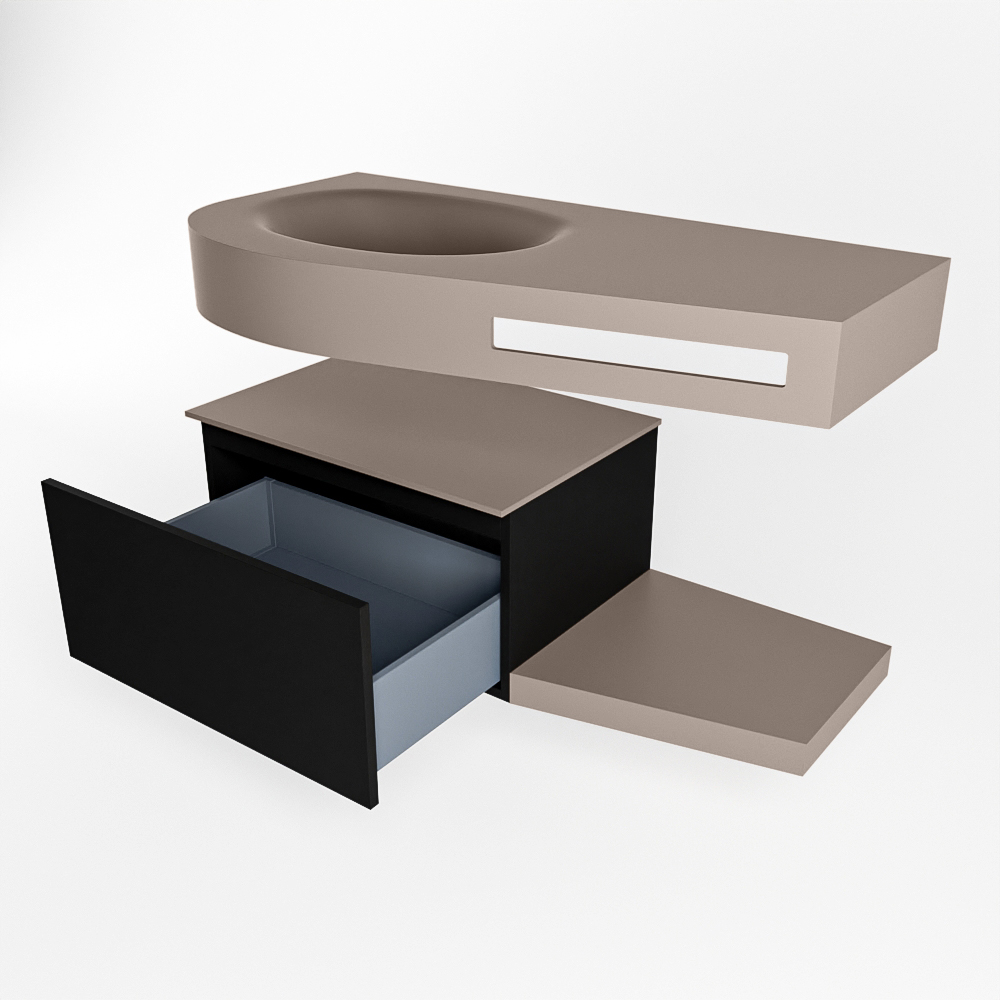 MONDIAZ RIVA 100cm mueble de baño / estante color Urban con 1 cajón. Lavabo DULCET Izquierda 1 orificio, color Smoke. 5 MONDIAZ RIVA 100cm mueble de baño / estante color Urban con 1 cajón. Lavabo DULCET Izquierda 1 orificio, color Smoke. - Imagen 5