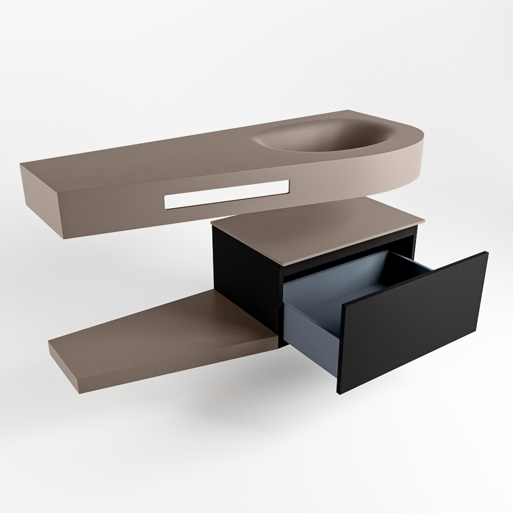 MONDIAZ RIVA 120cm mueble de baño / estante color Urban con 1 cajón. Lavabo DULCET Derecho sin orificio, color Smoke. 5 MONDIAZ RIVA 120cm mueble de baño / estante color Urban con 1 cajón. Lavabo DULCET Derecho sin orificio, color Smoke. - Imagen 5