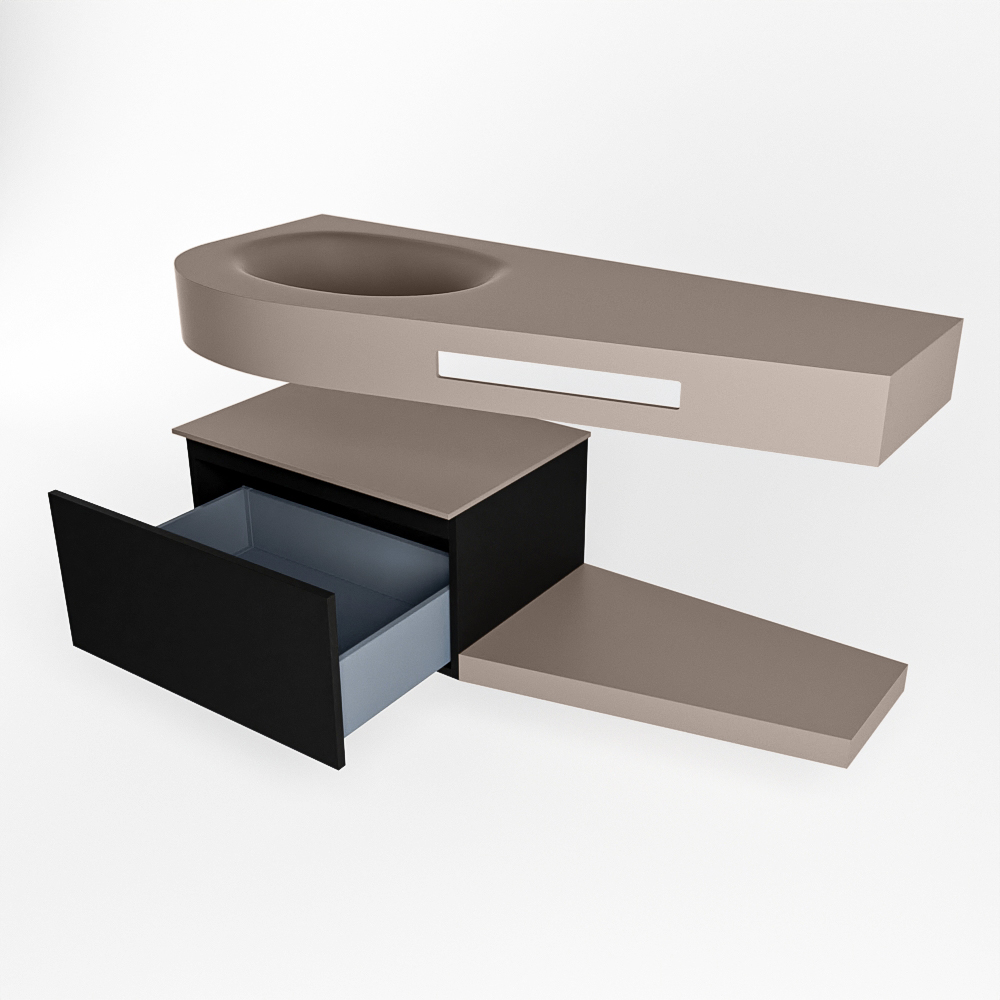 MONDIAZ RIVA 120cm mueble de baño / estante color Urban con 1 cajón. Lavabo DULCET Izquierda 1 orificio, color Smoke. 5 MONDIAZ RIVA 120cm mueble de baño / estante color Urban con 1 cajón. Lavabo DULCET Izquierda 1 orificio, color Smoke. - Imagen 5