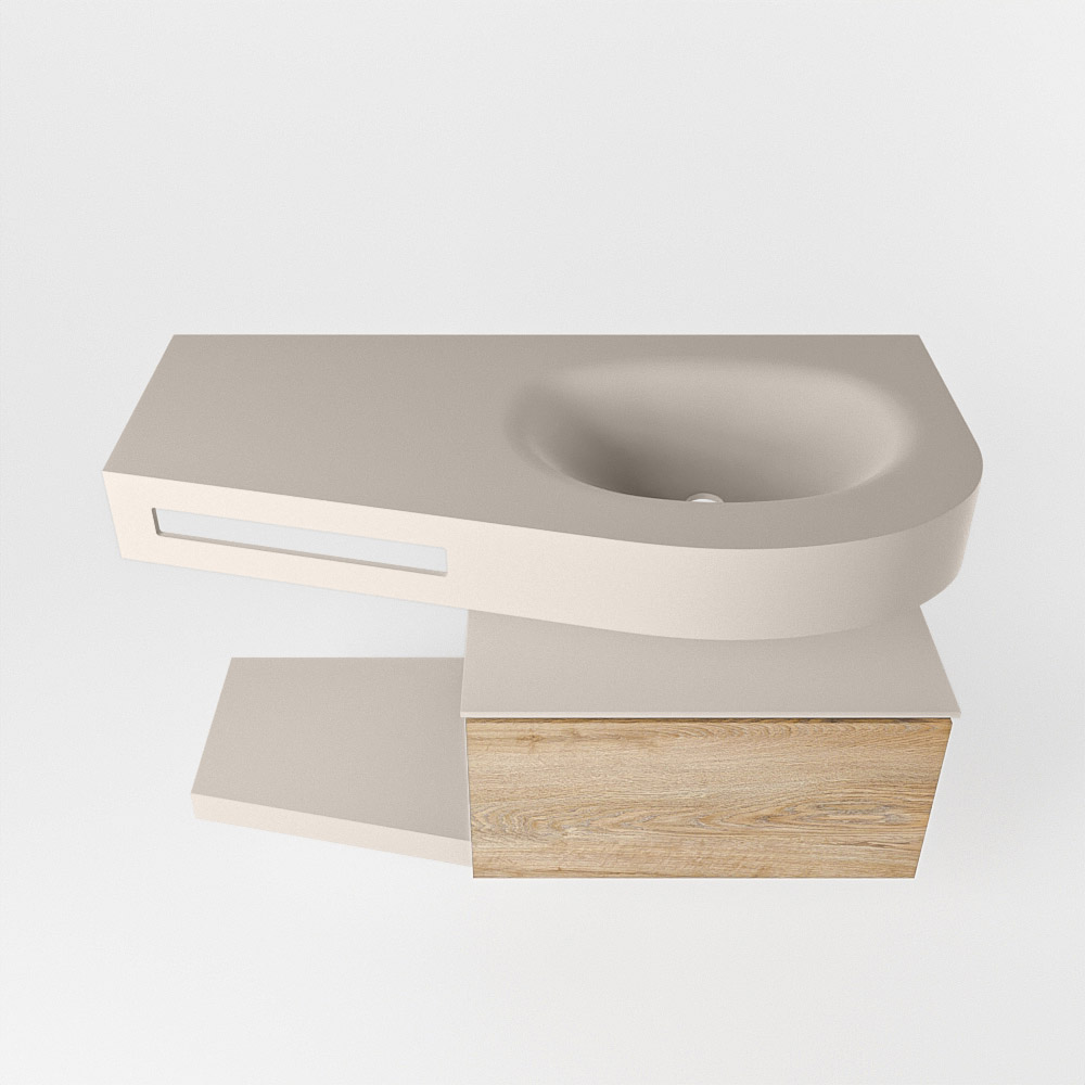 MONDIAZ RIVA 100cm mueble de baño / estante color Washed Oak con 1 cajón. Lavabo DULCET Derecho sin orificio, color Linen. 6 MONDIAZ RIVA 100cm mueble de baño / estante color Washed Oak con 1 cajón. Lavabo DULCET Derecho sin orificio, color Linen. - Imagen 6