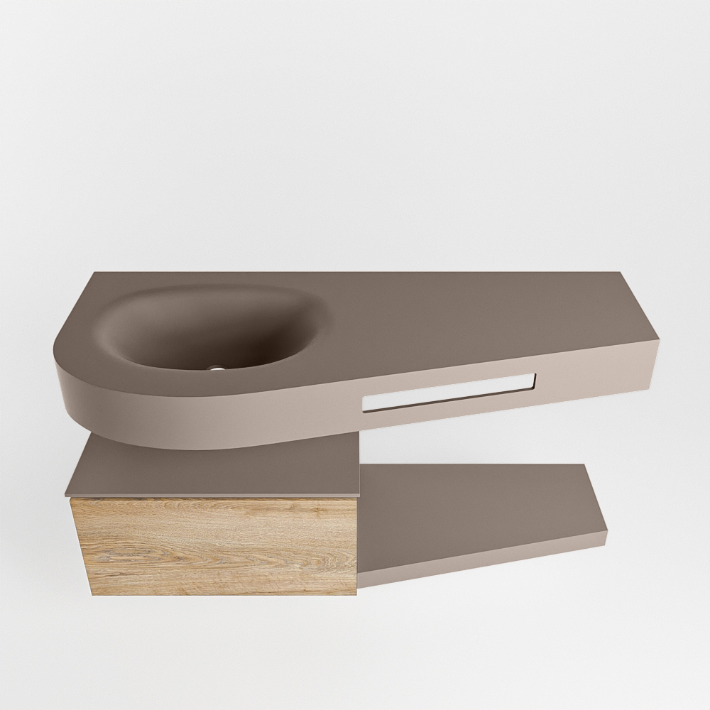 MONDIAZ RIVA 120cm mueble de baño / estante color Washed Oak con 1 cajón. Lavabo DULCET Izquierda 1 orificio, color Smoke. - Imagen 6