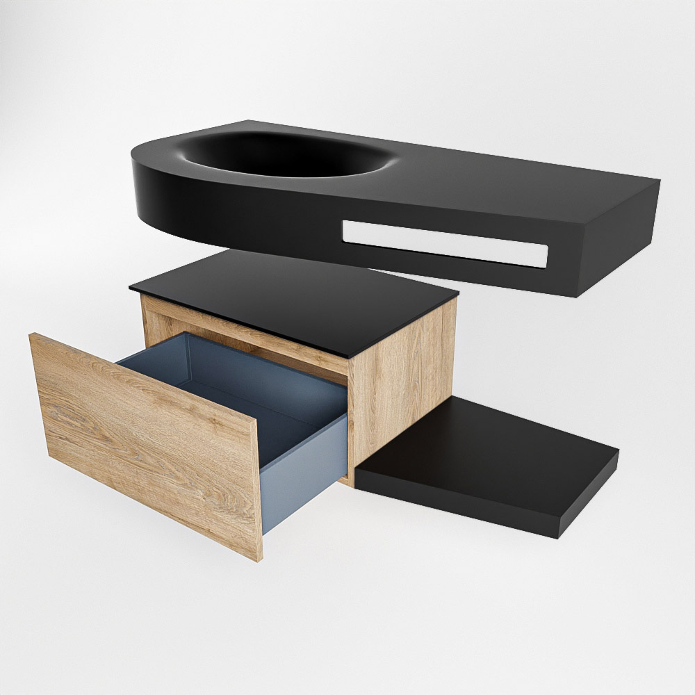 MONDIAZ RIVA 100cm mueble de baño / estante color Washed Oak con 1 cajón. Lavabo DULCET Izquierda 1 orificio, color Urban. 5 MONDIAZ RIVA 100cm mueble de baño / estante color Washed Oak con 1 cajón. Lavabo DULCET Izquierda 1 orificio, color Urban. - Imagen 5