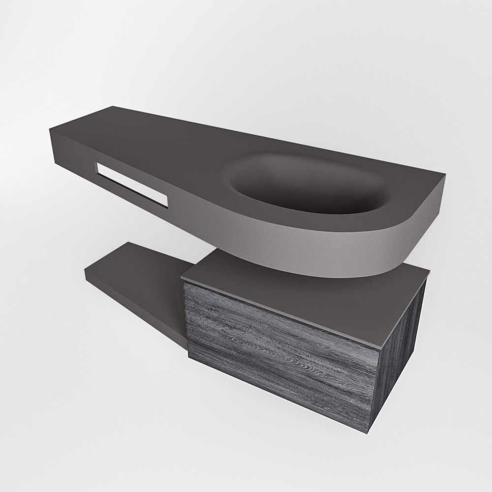 MONDIAZ RIVA 120cm mueble de baño / estante color Antracite con 1 cajón. Lavabo DULCET Derecho sin orificio, color Dark Grey. 4 MONDIAZ RIVA 120cm mueble de baño / estante color Antracite con 1 cajón. Lavabo DULCET Derecho sin orificio, color Dark Grey. - Imagen 4