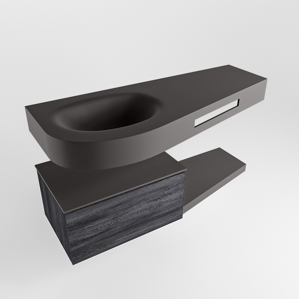 MONDIAZ RIVA 120cm mueble de baño / estante color Antracite con 1 cajón. Lavabo DULCET Izquierda 1 orificio, color Dark Grey. - Imagen 4