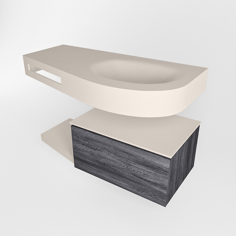MONDIAZ RIVA 100cm mueble de baño / estante color Antracite con 1 cajón. Lavabo DULCET Derecho sin orificio, color Linen. 4 MONDIAZ RIVA 100cm mueble de baño / estante color Antracite con 1 cajón. Lavabo DULCET Derecho sin orificio, color Linen. - Imagen 4