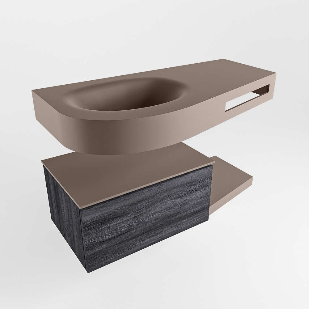 MONDIAZ RIVA 100cm mueble de baño / estante color Antracite con 1 cajón. Lavabo DULCET Izquierda 1 orificio, color Smoke. 4 MONDIAZ RIVA 100cm mueble de baño / estante color Antracite con 1 cajón. Lavabo DULCET Izquierda 1 orificio, color Smoke. - Imagen 4