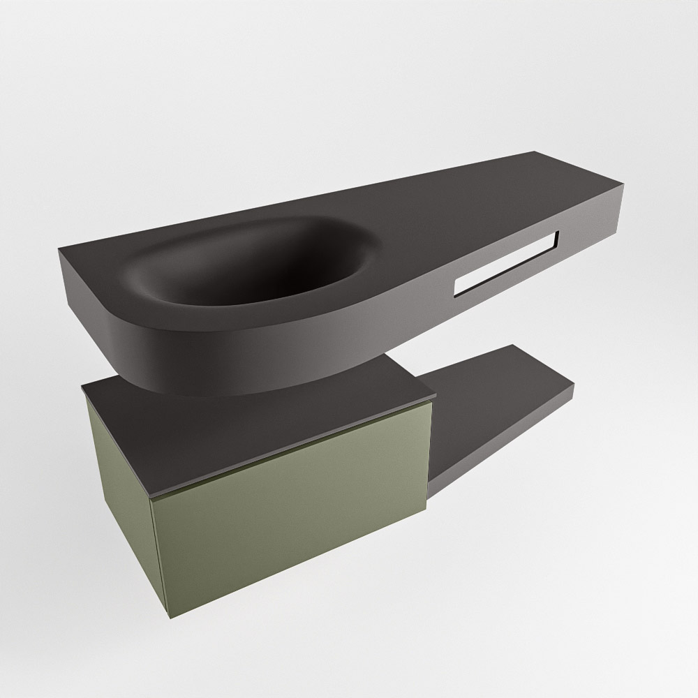 MONDIAZ RIVA 120cm mueble de baño / estante color Army con 1 cajón. Lavabo DULCET Izquierda 1 orificio, color Dark Grey. 4 MONDIAZ RIVA 120cm mueble de baño / estante color Army con 1 cajón. Lavabo DULCET Izquierda 1 orificio, color Dark Grey. - Imagen 4