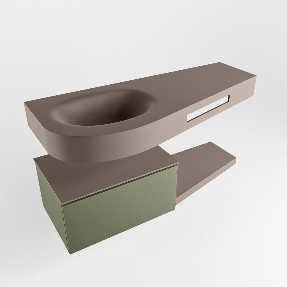 MONDIAZ RIVA 120cm mueble de baño / estante color Army con 1 cajón. Lavabo DULCET Izquierda sin orificio, color Smoke. 4 MONDIAZ RIVA 120cm mueble de baño / estante color Army con 1 cajón. Lavabo DULCET Izquierda sin orificio, color Smoke. - Imagen 4