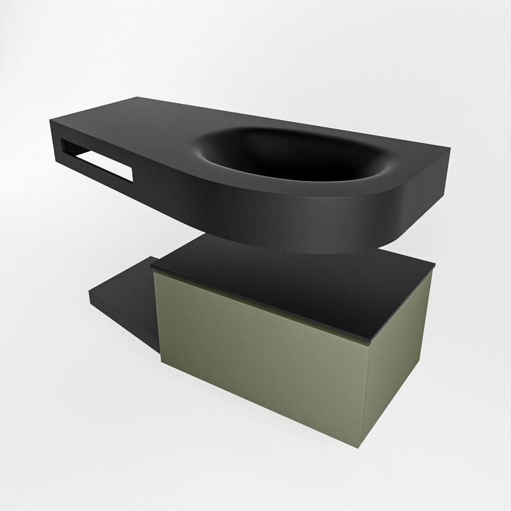 MONDIAZ RIVA 100cm mueble de baño / estante color Army con 1 cajón. Lavabo DULCET Derecho 1 orificio, color Urban. 4 MONDIAZ RIVA 100cm mueble de baño / estante color Army con 1 cajón. Lavabo DULCET Derecho 1 orificio, color Urban. - Imagen 4