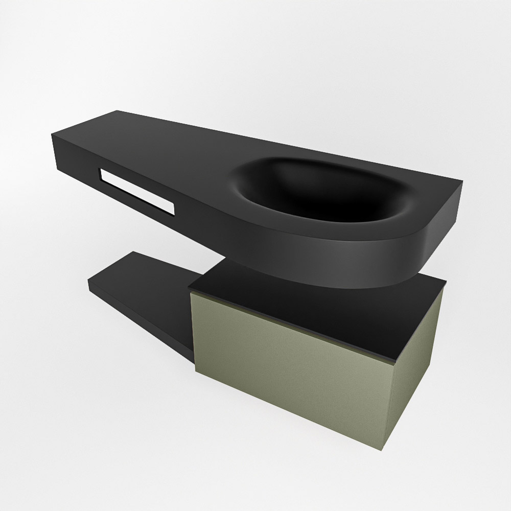 MONDIAZ RIVA 120cm mueble de baño / estante color Army con 1 cajón. Lavabo DULCET Derecho sin orificio, color Urban. 4 MONDIAZ RIVA 120cm mueble de baño / estante color Army con 1 cajón. Lavabo DULCET Derecho sin orificio, color Urban. - Imagen 4