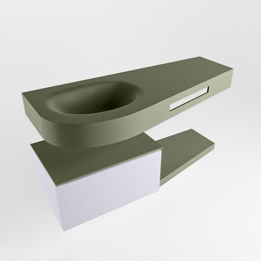 MONDIAZ RIVA 120cm mueble de baño / estante color Cale con 1 cajón. Lavabo DULCET Izquierda sin orificio, color Army. 4 MONDIAZ RIVA 120cm mueble de baño / estante color Cale con 1 cajón. Lavabo DULCET Izquierda sin orificio, color Army. - Imagen 4