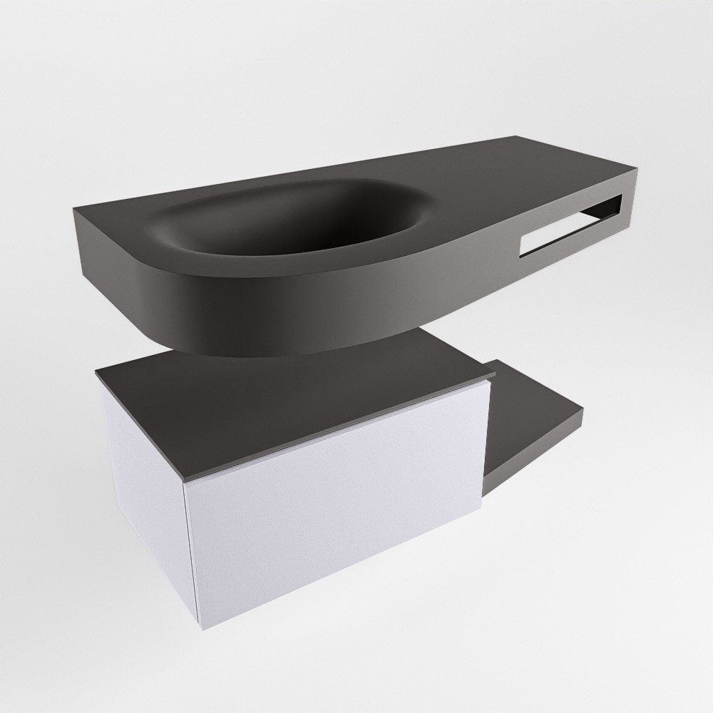 MONDIAZ RIVA 100cm mueble de baño / estante color Cale con 1 cajón. Lavabo DULCET Izquierda 1 orificio, color Dark Grey. - Imagen 4