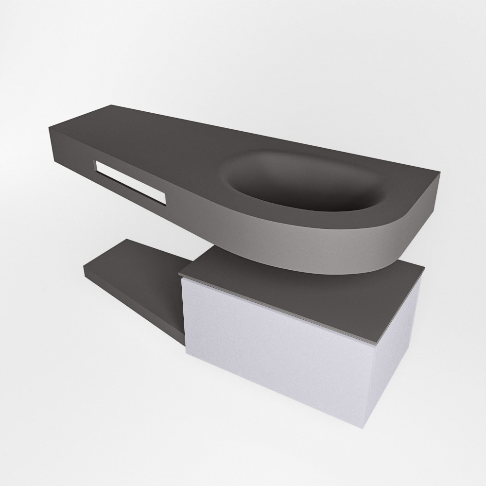 MONDIAZ RIVA 120cm mueble de baño / estante color Cale con 1 cajón. Lavabo DULCET Derecho sin orificio, color Dark Grey. - Imagen 4