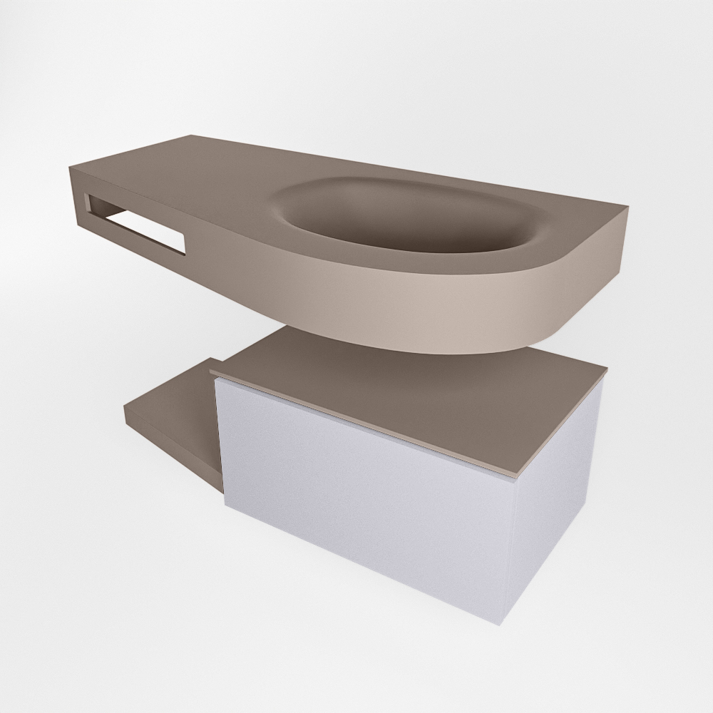 MONDIAZ RIVA 100cm mueble de baño / estante color Cale con 1 cajón. Lavabo DULCET Derecho sin orificio, color Smoke. 4 MONDIAZ RIVA 100cm mueble de baño / estante color Cale con 1 cajón. Lavabo DULCET Derecho sin orificio, color Smoke. - Imagen 4