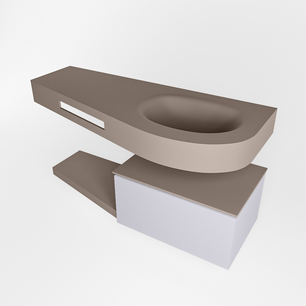 MONDIAZ RIVA 120cm mueble de baño / estante color Cale con 1 cajón. Lavabo DULCET Derecho sin orificio, color Smoke. 4 MONDIAZ RIVA 120cm mueble de baño / estante color Cale con 1 cajón. Lavabo DULCET Derecho sin orificio, color Smoke. - Imagen 4