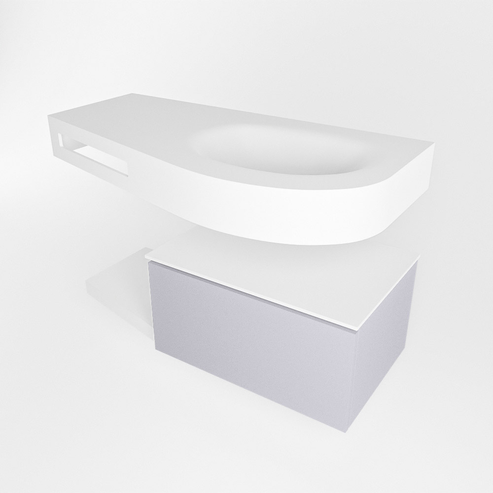 MONDIAZ RIVA 100cm mueble de baño / estante color Cale con 1 cajón. Lavabo DULCET Derecho sin orificio, color Talc. 4 MONDIAZ RIVA 100cm mueble de baño / estante color Cale con 1 cajón. Lavabo DULCET Derecho sin orificio, color Talc. - Imagen 4