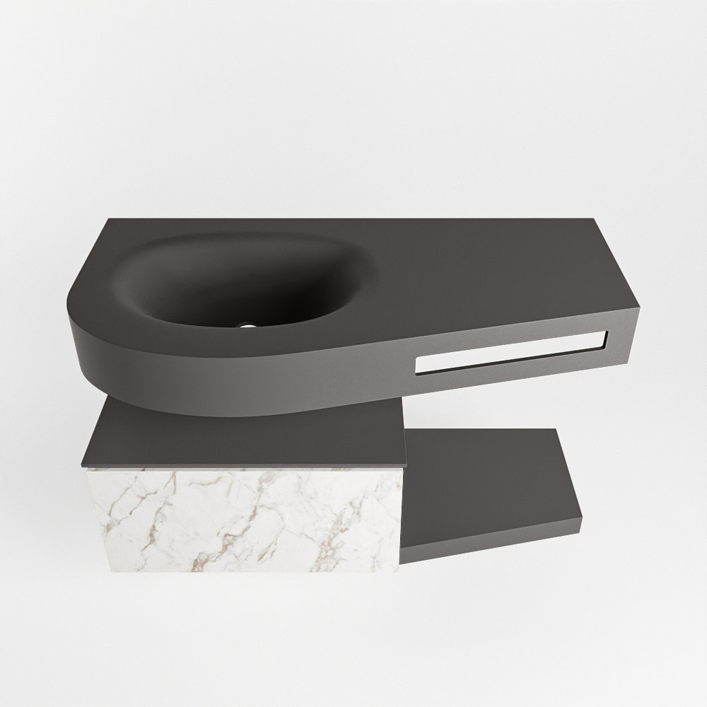 MONDIAZ RIVA 100cm mueble de baño / estante color Carrara con 1 cajón. Lavabo DULCET Izquierda sin orificio, color Dark Grey. 6 MONDIAZ RIVA 100cm mueble de baño / estante color Carrara con 1 cajón. Lavabo DULCET Izquierda sin orificio, color Dark Grey. - Imagen 6
