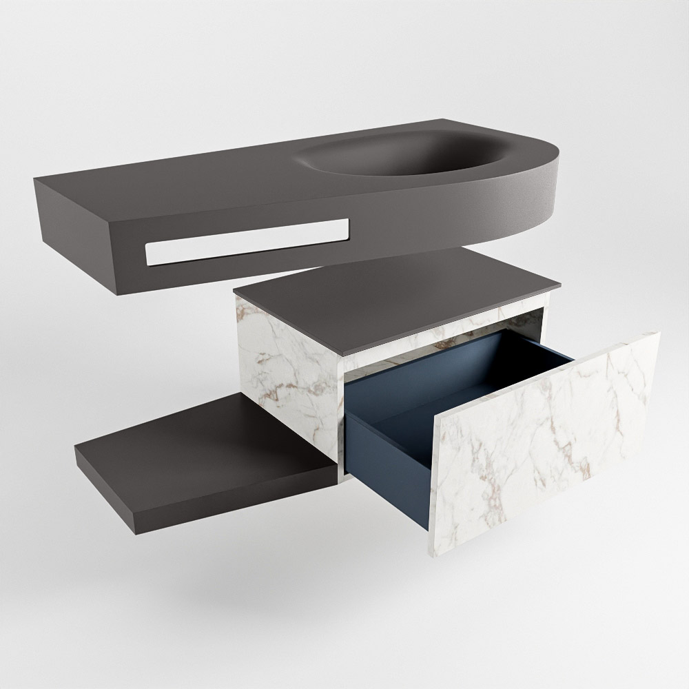 MONDIAZ RIVA 100cm mueble de baño / estante color Carrara con 1 cajón. Lavabo DULCET Derecho 1 orificio, color Dark Grey. 5 MONDIAZ RIVA 100cm mueble de baño / estante color Carrara con 1 cajón. Lavabo DULCET Derecho 1 orificio, color Dark Grey. - Imagen 5