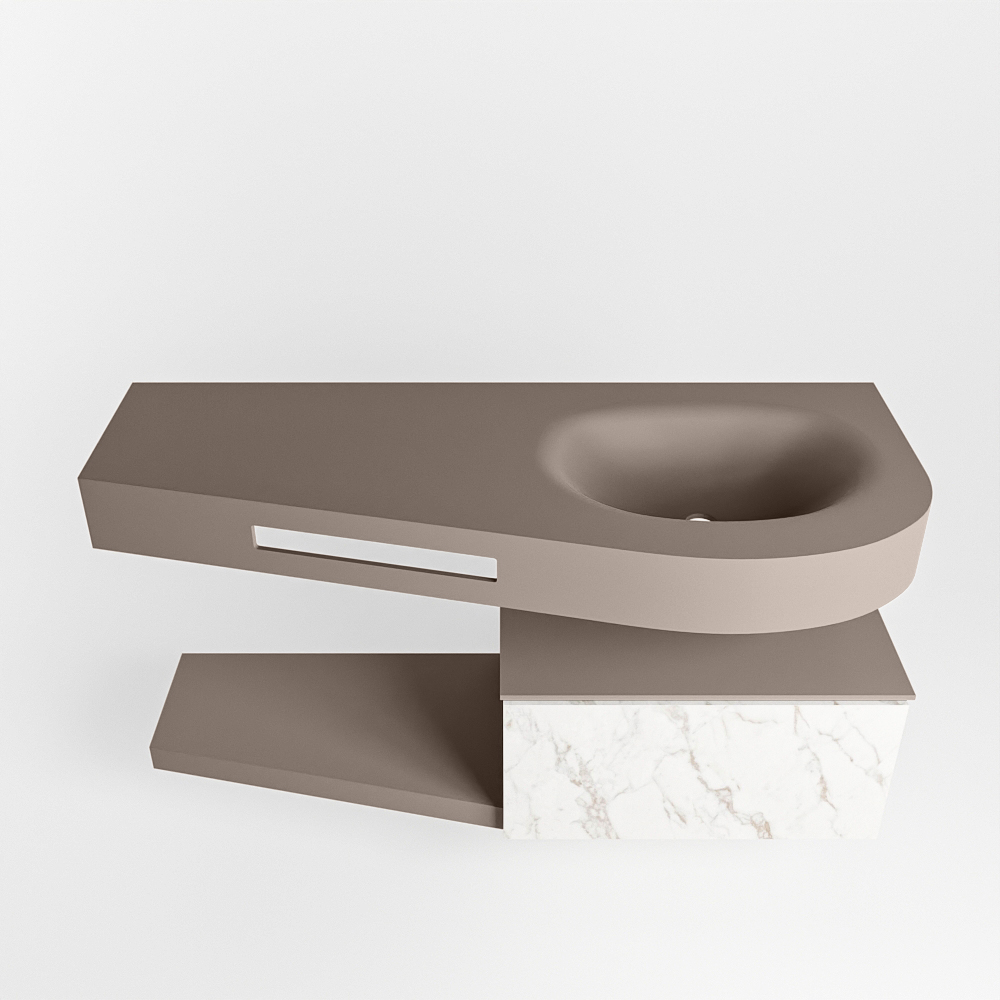 MONDIAZ RIVA 120cm mueble de baño / estante color Carrara con 1 cajón. Lavabo DULCET Derecho 1 orificio, color Smoke. 6 MONDIAZ RIVA 120cm mueble de baño / estante color Carrara con 1 cajón. Lavabo DULCET Derecho 1 orificio, color Smoke. - Imagen 6