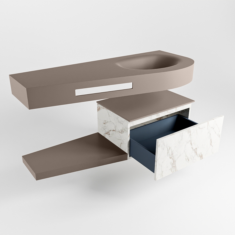 MONDIAZ RIVA 120cm mueble de baño / estante color Carrara con 1 cajón. Lavabo DULCET Derecho 1 orificio, color Smoke. 5 MONDIAZ RIVA 120cm mueble de baño / estante color Carrara con 1 cajón. Lavabo DULCET Derecho 1 orificio, color Smoke. - Imagen 5