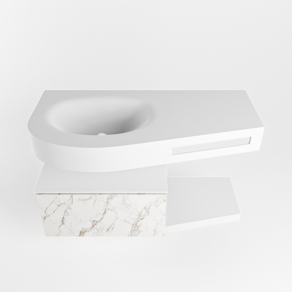MONDIAZ RIVA 100cm mueble de baño / estante color Carrara con 1 cajón. Lavabo DULCET Izquierda sin orificio, color Talc. 6 MONDIAZ RIVA 100cm mueble de baño / estante color Carrara con 1 cajón. Lavabo DULCET Izquierda sin orificio, color Talc. - Imagen 6