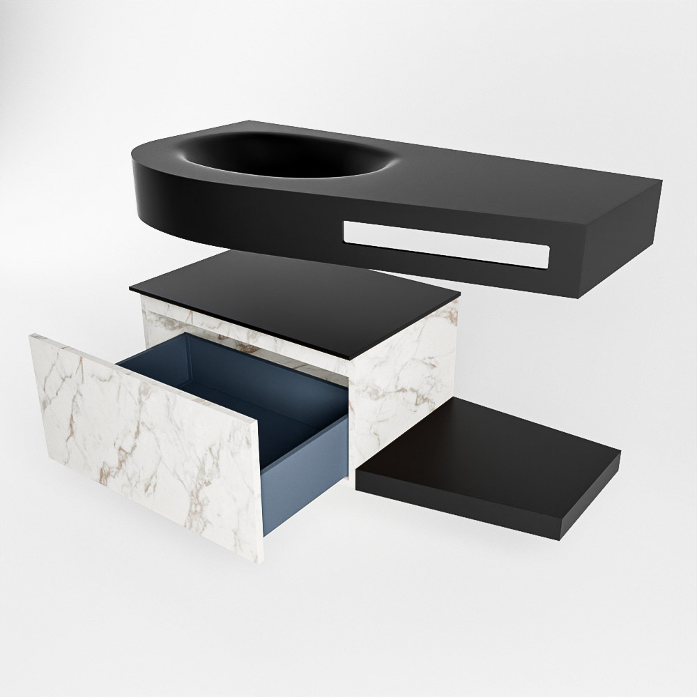 MONDIAZ RIVA 100cm mueble de baño / estante color Carrara con 1 cajón. Lavabo DULCET Izquierda sin orificio, color Urban. 5 MONDIAZ RIVA 100cm mueble de baño / estante color Carrara con 1 cajón. Lavabo DULCET Izquierda sin orificio, color Urban. - Imagen 5
