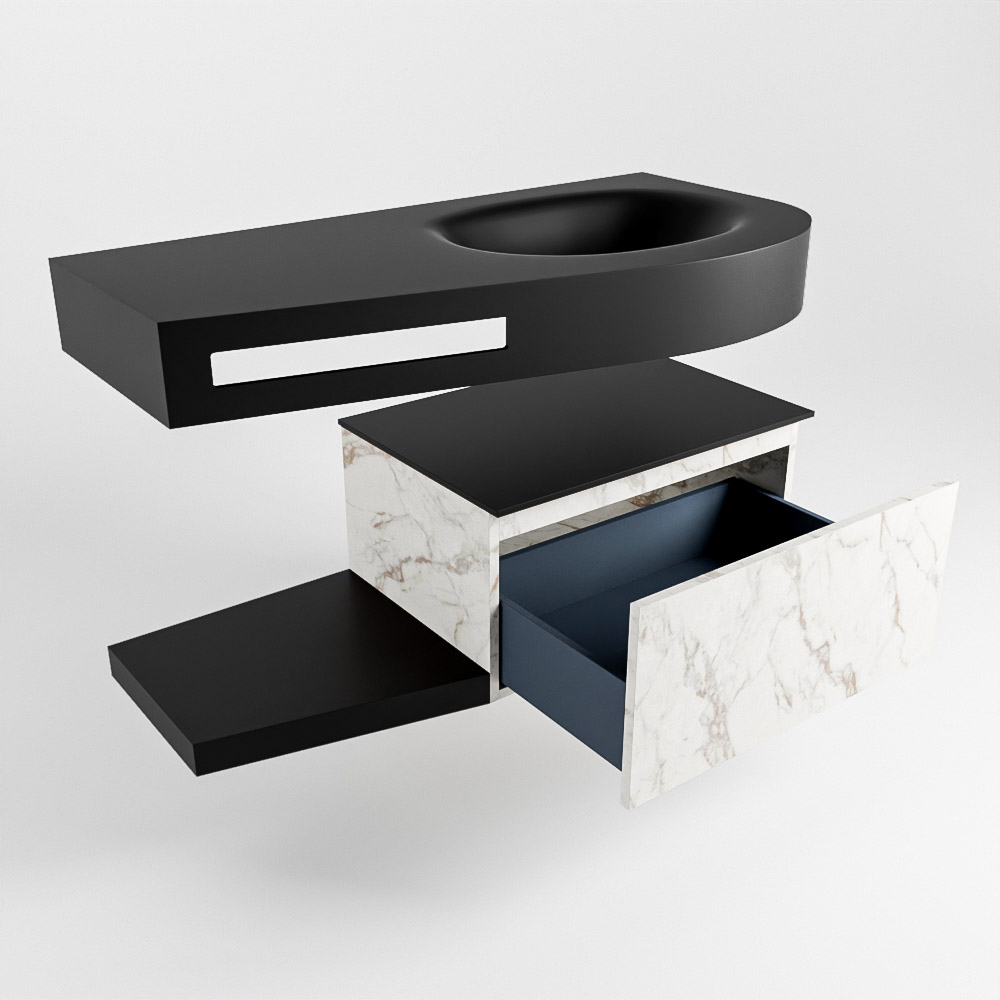 MONDIAZ RIVA 100cm mueble de baño / estante color Carrara con 1 cajón. Lavabo DULCET Derecho sin orificio, color Urban. 5 MONDIAZ RIVA 100cm mueble de baño / estante color Carrara con 1 cajón. Lavabo DULCET Derecho sin orificio, color Urban. - Imagen 5