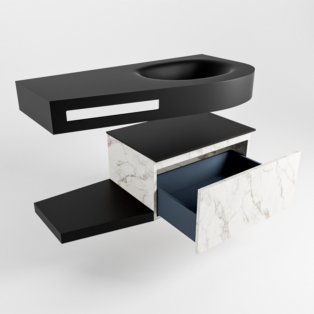 MONDIAZ RIVA 100cm mueble de baño / estante color Carrara con 1 cajón. Lavabo DULCET Derecho 1 orificio, color Urban. 5 MONDIAZ RIVA 100cm mueble de baño / estante color Carrara con 1 cajón. Lavabo DULCET Derecho 1 orificio, color Urban. - Imagen 5