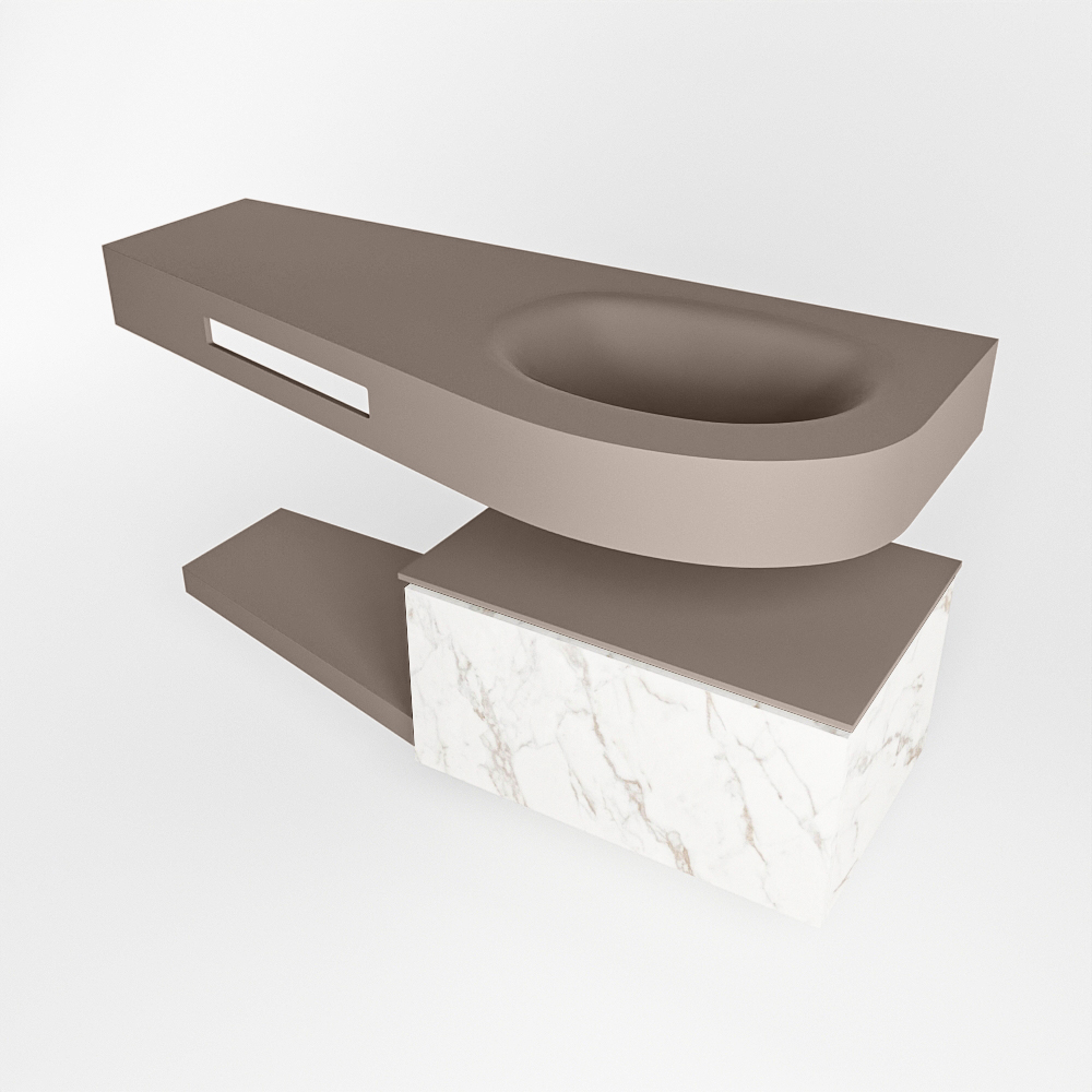 MONDIAZ RIVA 120cm mueble de baño / estante color Carrara con 1 cajón. Lavabo DULCET Derecho 1 orificio, color Smoke. 4 MONDIAZ RIVA 120cm mueble de baño / estante color Carrara con 1 cajón. Lavabo DULCET Derecho 1 orificio, color Smoke. - Imagen 4