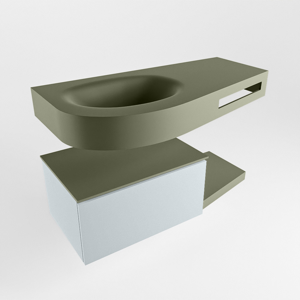 MONDIAZ RIVA 100cm mueble de baño / estante color Clay con 1 cajón. Lavabo DULCET Izquierda sin orificio, color Army. 4 MONDIAZ RIVA 100cm mueble de baño / estante color Clay con 1 cajón. Lavabo DULCET Izquierda sin orificio, color Army. - Imagen 4