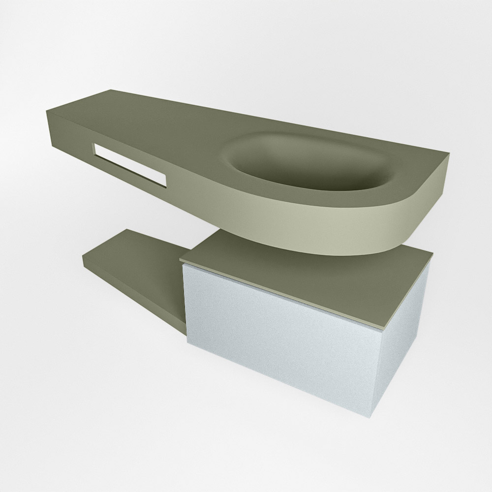 MONDIAZ RIVA 120cm mueble de baño / estante color Clay con 1 cajón. Lavabo DULCET Derecho 1 orificio, color Army. 4 MONDIAZ RIVA 120cm mueble de baño / estante color Clay con 1 cajón. Lavabo DULCET Derecho 1 orificio, color Army. - Imagen 4