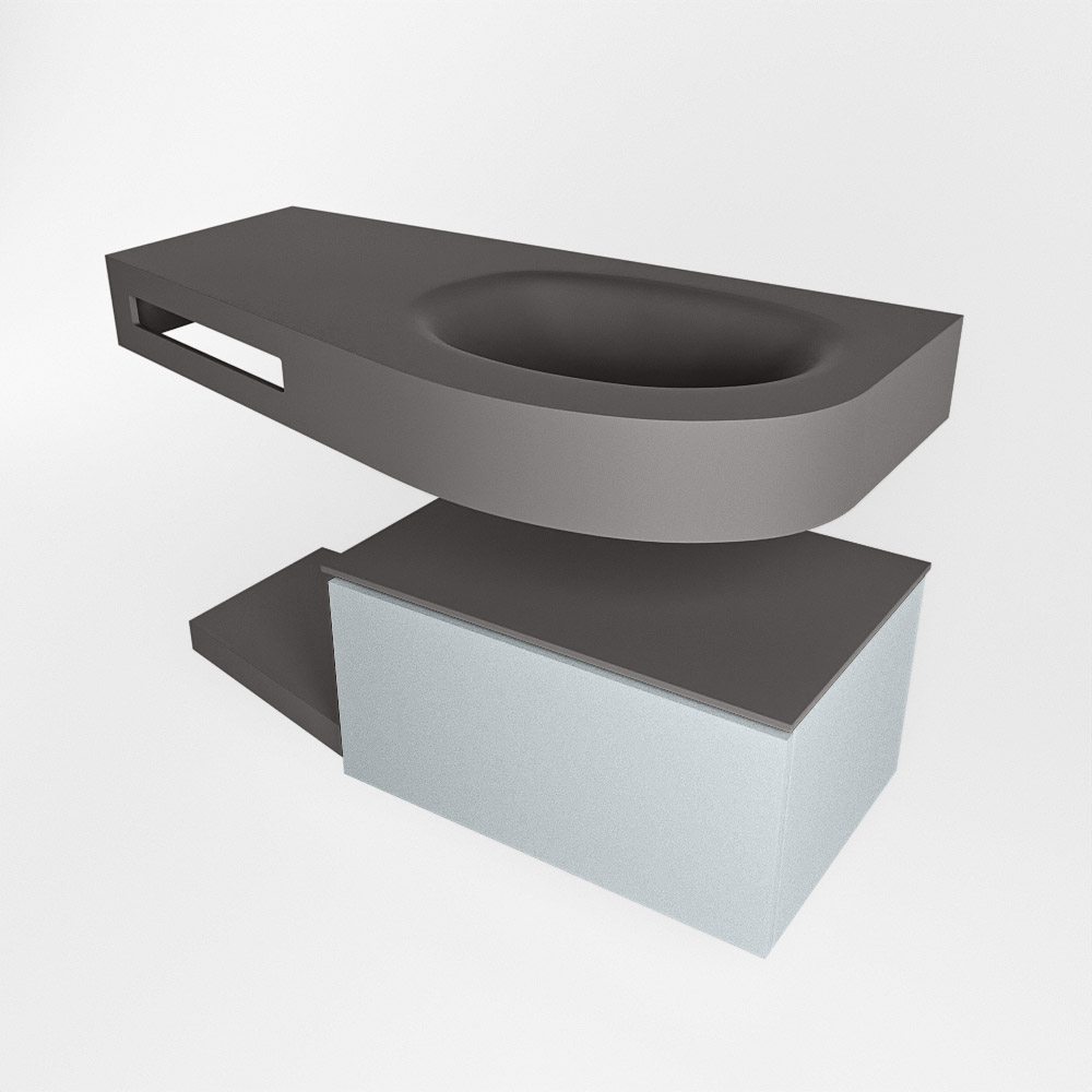 MONDIAZ RIVA 100cm mueble de baño / estante color Clay con 1 cajón. Lavabo DULCET Derecho sin orificio, color Dark Grey. - Imagen 4