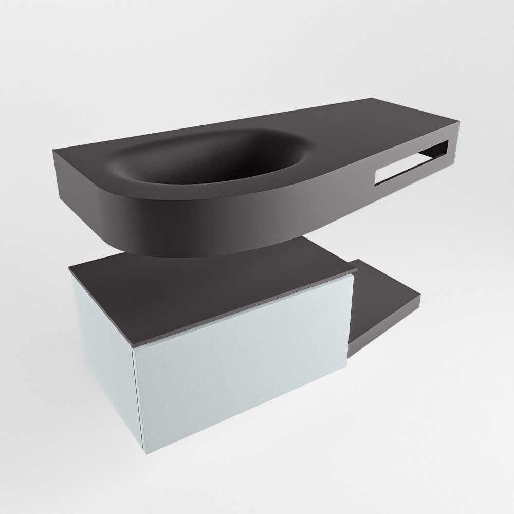 MONDIAZ RIVA 100cm mueble de baño / estante color Clay con 1 cajón. Lavabo DULCET Izquierda 1 orificio, color Dark Grey. - Imagen 4