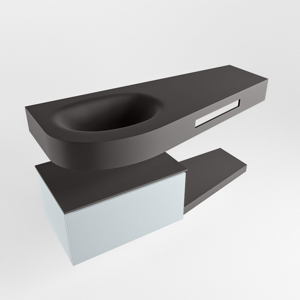 MONDIAZ RIVA 120cm mueble de baño / estante color Clay con 1 cajón. Lavabo DULCET Izquierda 1 orificio, color Dark Grey. 4 MONDIAZ RIVA 120cm mueble de baño / estante color Clay con 1 cajón. Lavabo DULCET Izquierda 1 orificio, color Dark Grey. - Imagen 4