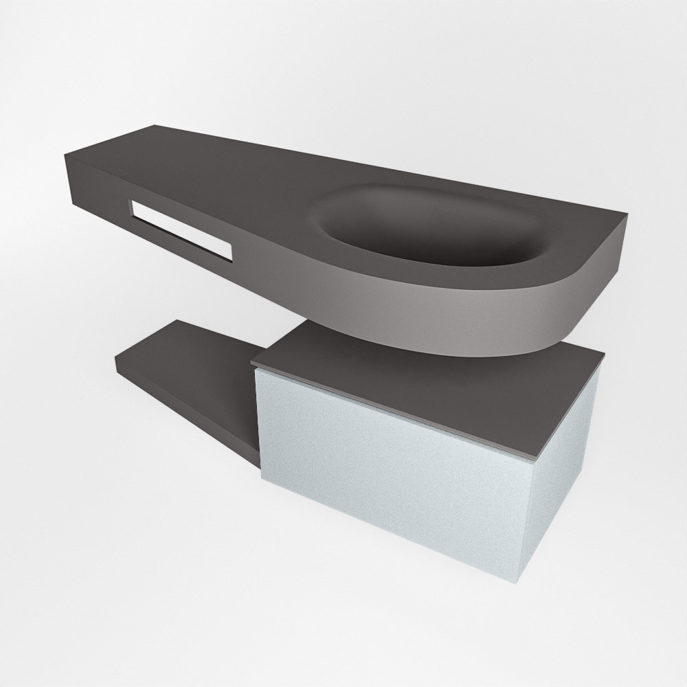 MONDIAZ RIVA 120cm mueble de baño / estante color Clay con 1 cajón. Lavabo DULCET Derecho 1 orificio, color Dark Grey. - Imagen 4